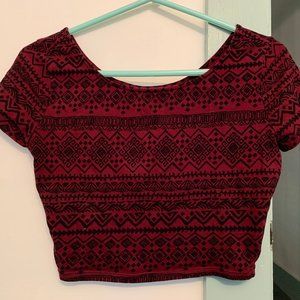 Burgundy Maroon Tribal Print Crop Top Forever 21